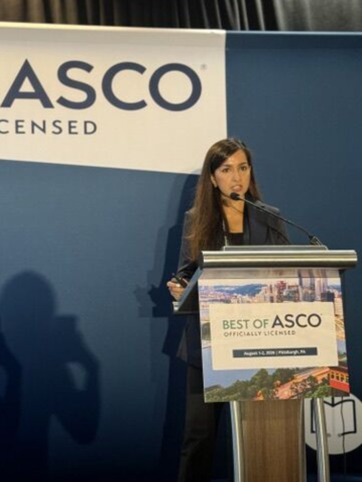 Dr. Mewawalla at the Best of ASCO podium